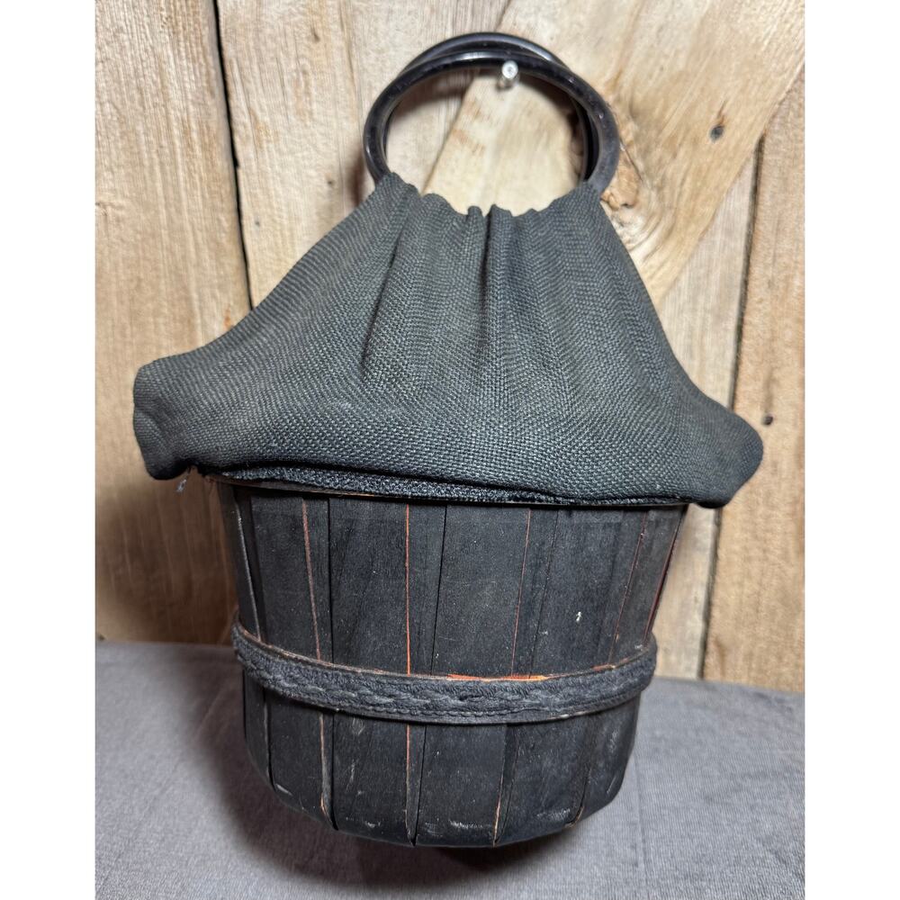 Vintage Fabric Basket Purse East Texas Handbag Co 70s With Lucite Handles